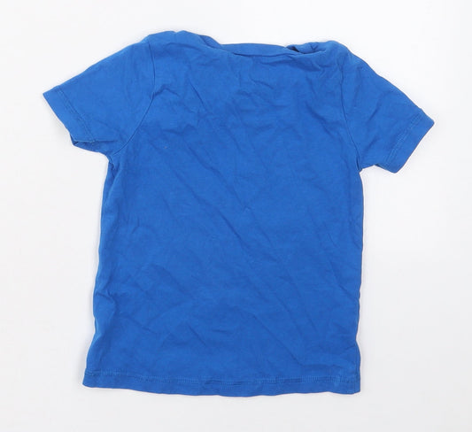 George Boys Blue Cotton Basic T-Shirt Size 3-4 Years Crew Neck Pullover - Cool Dude