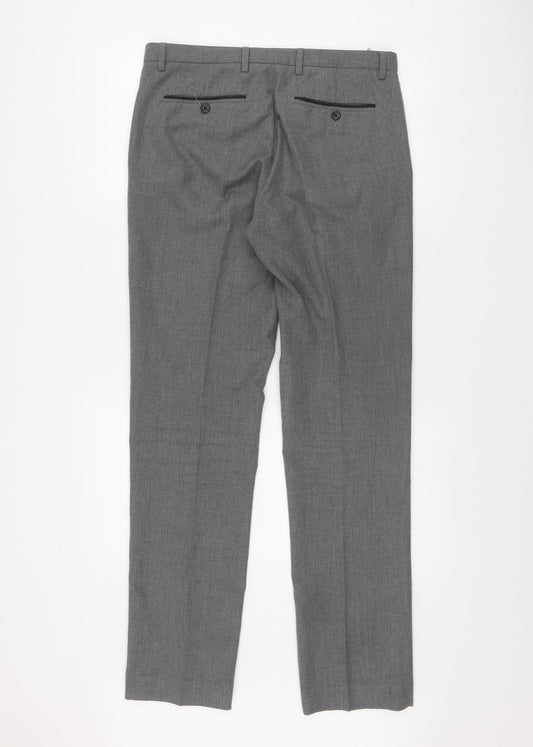 Burton Mens Grey Polyester Trousers Size 32 in L33 in Regular Zip