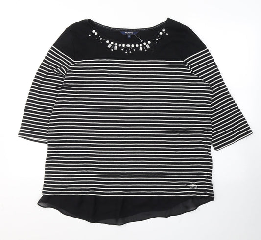 Womens UK Size 2 Debenhams Black Jersey T-Shirt