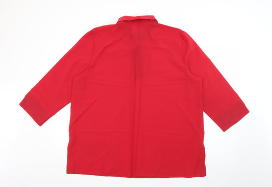 Mens UK Size XL Mr. Max Red Button-Up 3/4 Sleeve Casual Shirt