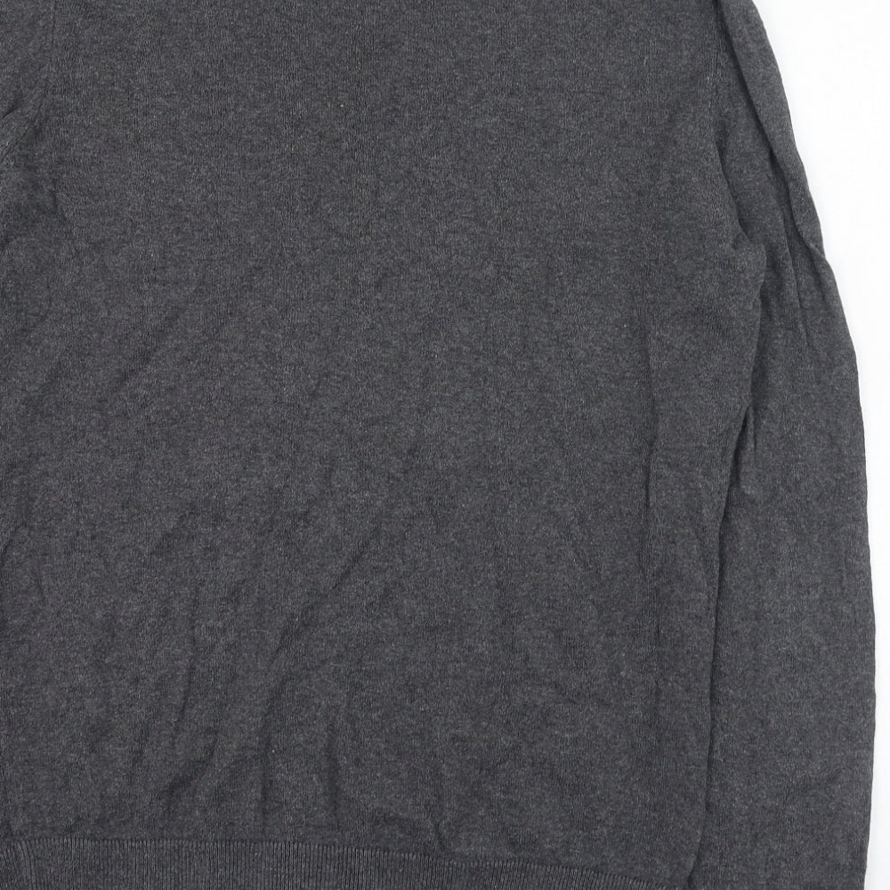 New Look Mens Grey Round Neck Cotton Pullover Jumper Size S