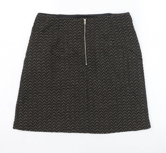 Marks and Spencer Womens Black Polyester Straight & Pencil Skirt Size 8 Zip