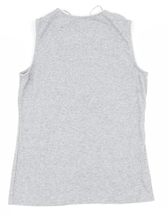 Primark Womens Grey Polyester Basic Tank Size 6 V-Neck