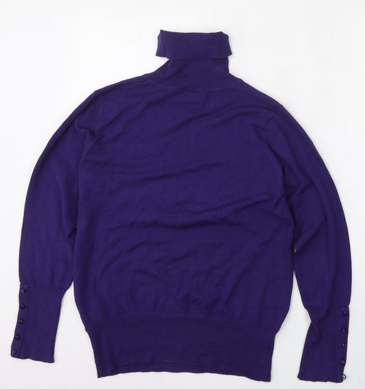 First Avenue Womens Purple Roll Neck Viscose Pullover Jumper Size M