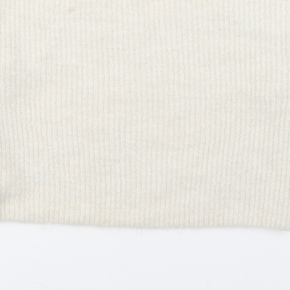 H&M Girls White Scoop Neck Acrylic Pullover Jumper Size 8-9 Years Pullover