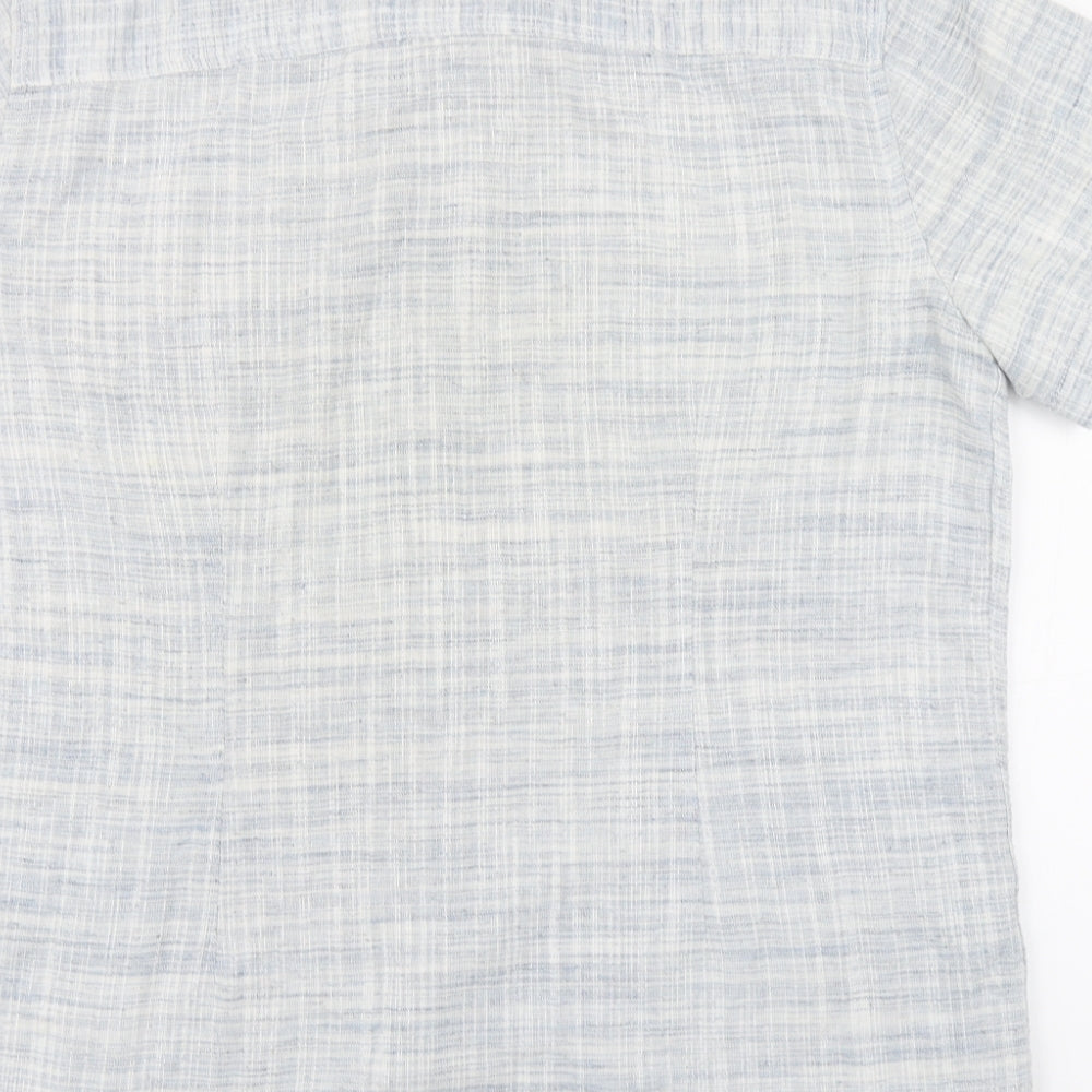 Authentic Casual Wear Mens Blue Polyester Button-Up Size L Collared Button