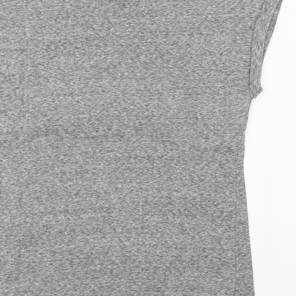Matalan Womens Grey Cotton Basic T-Shirt Size 8 Round Neck