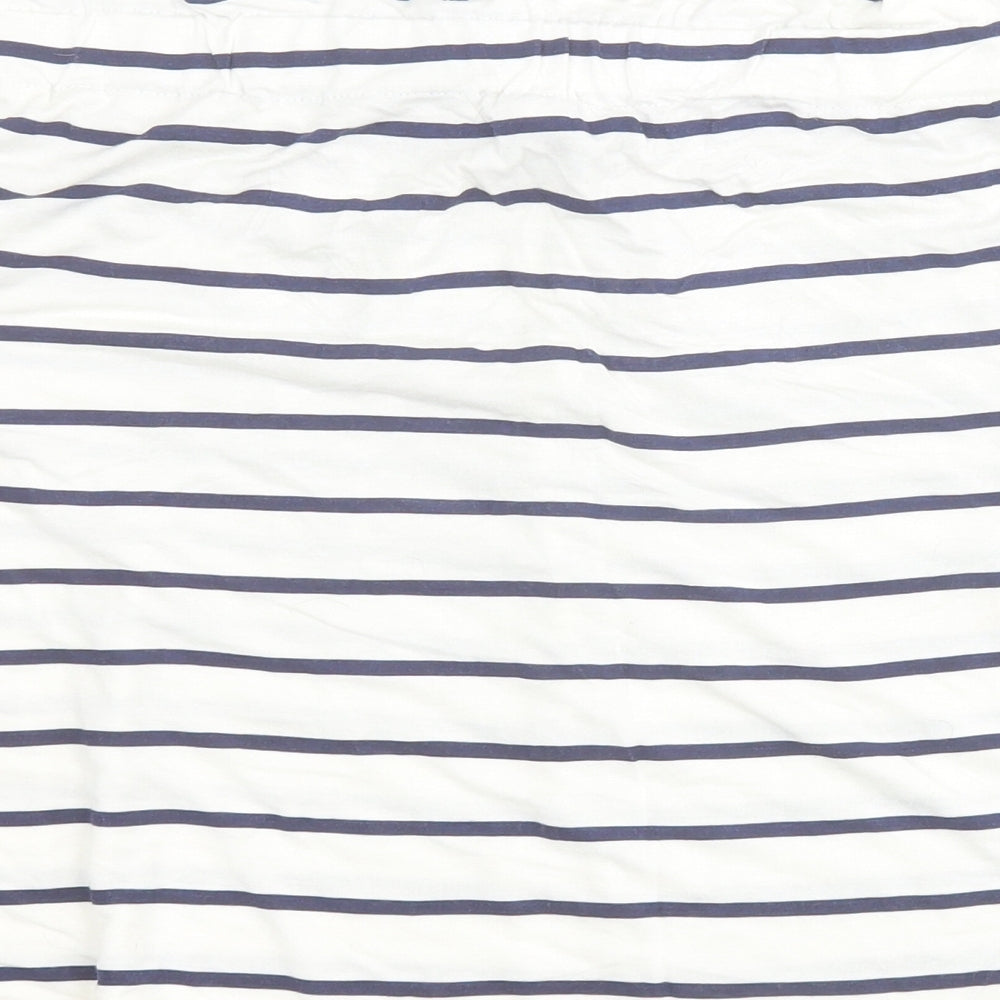 Primark Womens White Striped Viscose Basic Blouse Size 8 Off the Shoulder