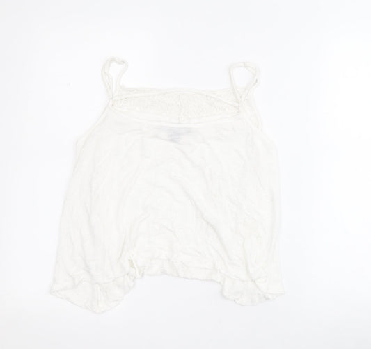 Primark Womens White Viscose Basic Tank Size 8 Round Neck