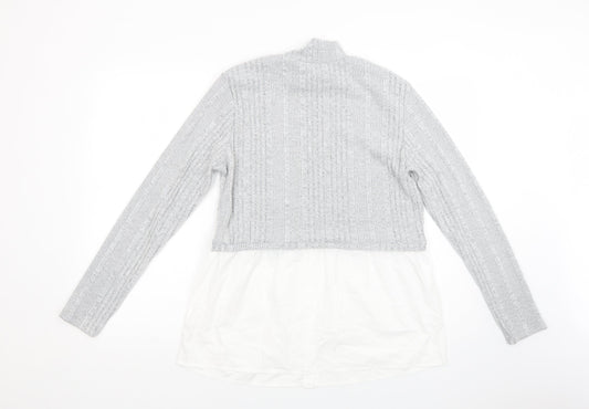 SheIn Womens Grey High Neck  Polyester Pullover Jumper Size M