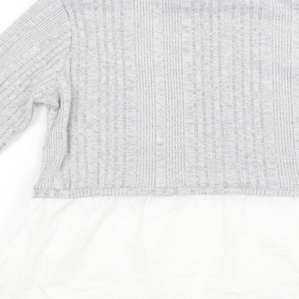 SheIn Womens Grey High Neck  Polyester Pullover Jumper Size M