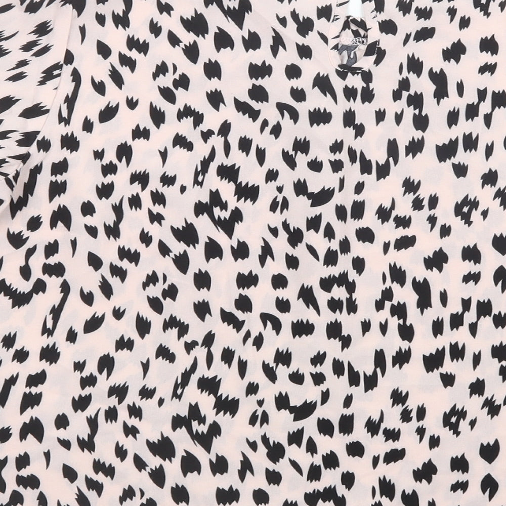 SheIn Womens Pink Animal Print Polyester Basic Blouse Size L Crew Neck