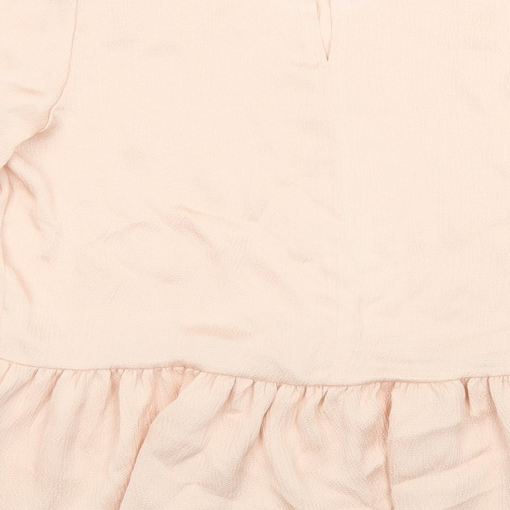 F&F Womens Pink Polyester Basic Blouse Size 10 Crew Neck