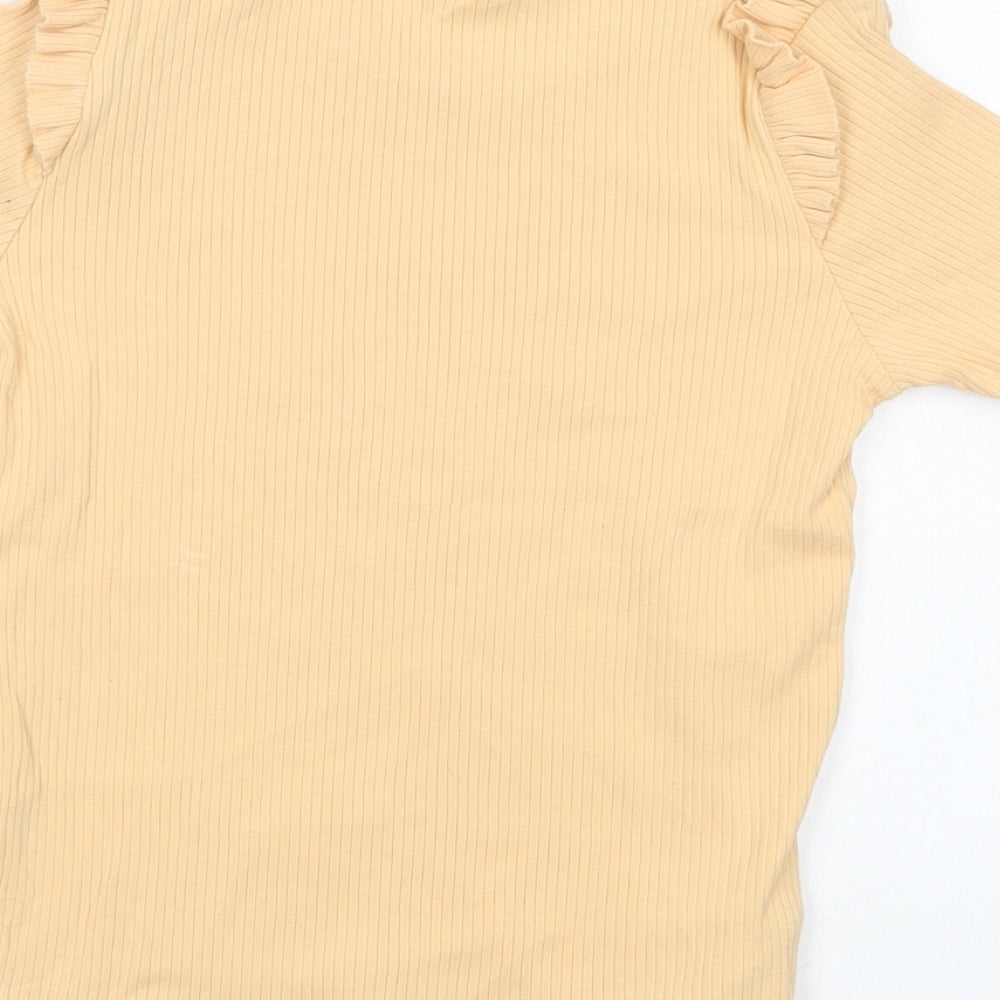 Zara Girls Yellow Cotton Pullover T-Shirt Size 11-12 Years Crew Neck Pullover