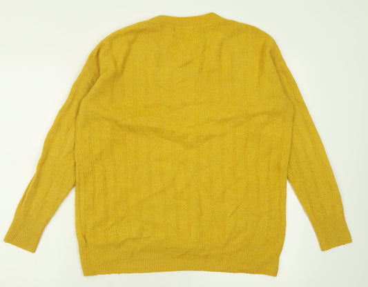 F&F Womens Yellow Collared Acrylic Pullover Jumper Size 8