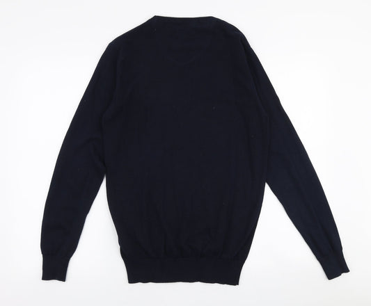 Brave Soul Mens Blue Round Neck Cotton Pullover Jumper Size XS