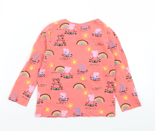 F&F Girls Pink Geometric Cotton Basic T-Shirt Size 4-5 Years Crew Neck - Peppa Pig