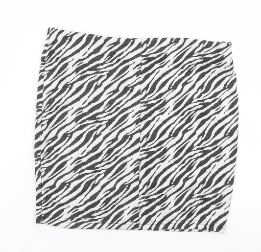 Primark Womens White Animal Print Polyester Straight & Pencil Skirt Size 12