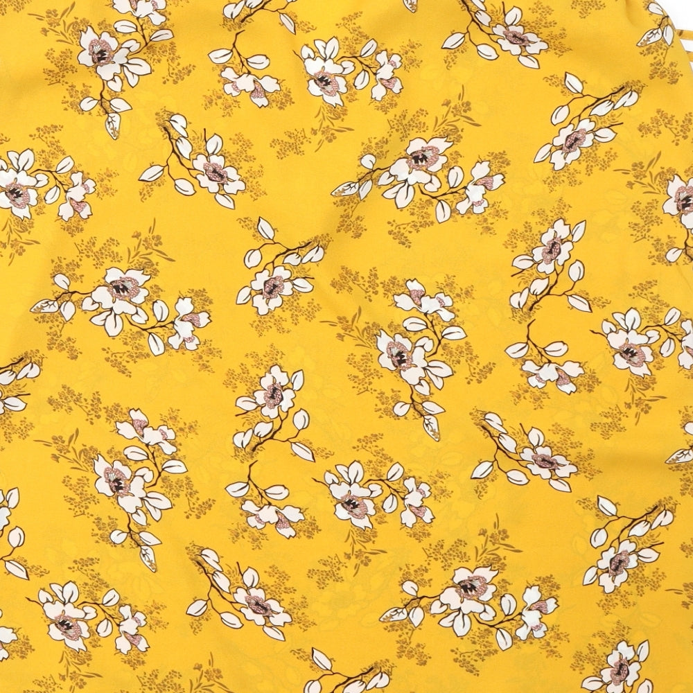 Papaya Womens Yellow Polyester Basic Blouse Size 14 V-Neck