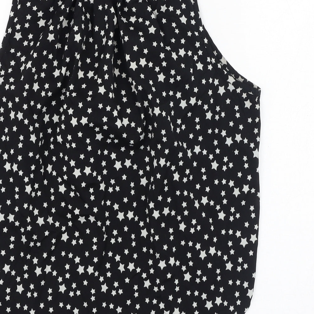 Influence Womens Black Polyester Basic Blouse Size 8 Round Neck - Star