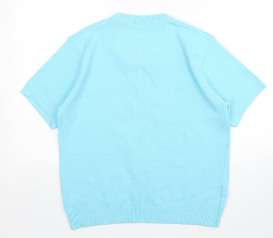 Envy Womens Blue Round Neck Acrylic Pullover Jumper Size M