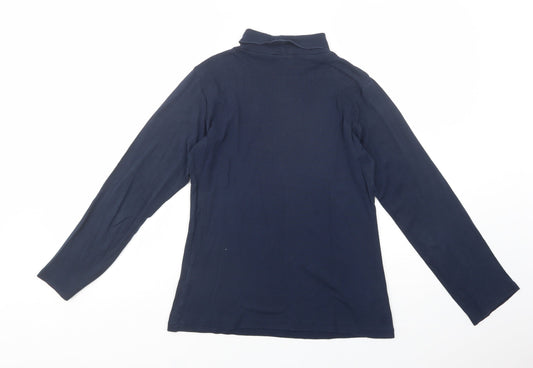 Originals Womens Blue Cotton Basic T-Shirt Size 8 Roll Neck