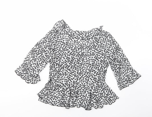 Love & Other Things Womens White Floral Polyester Basic Blouse Size XS Scoop Neck