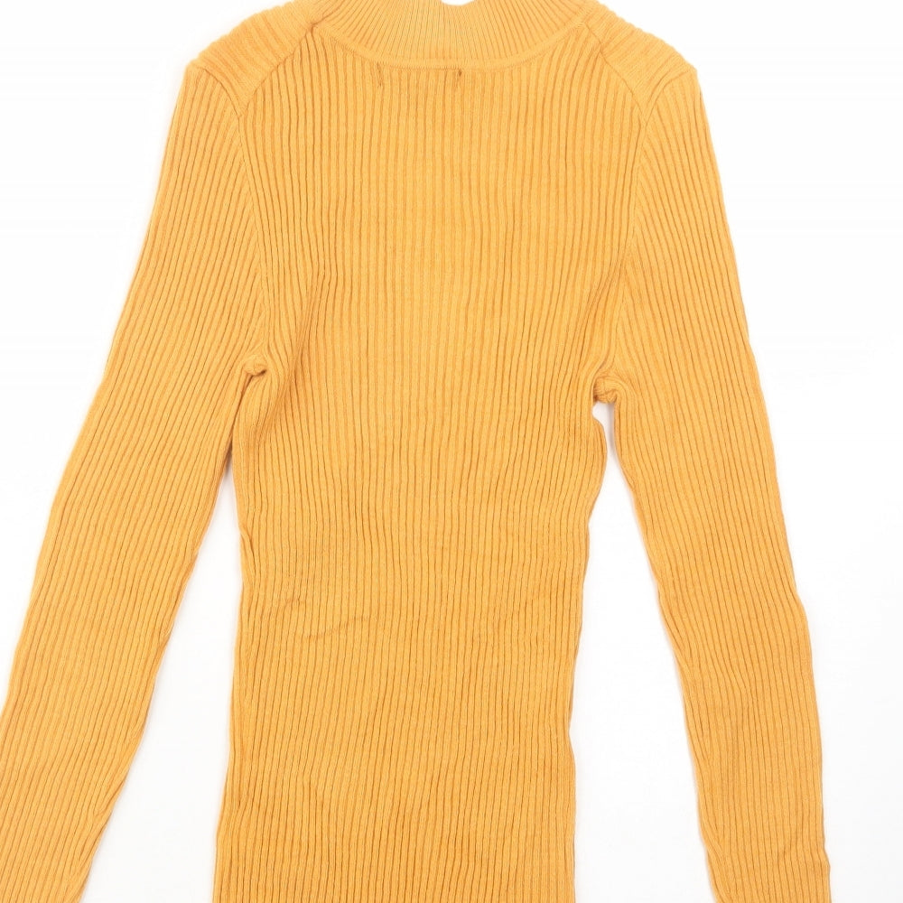 Primark Womens Yellow Mock Neck Viscose Pullover Jumper Size 6