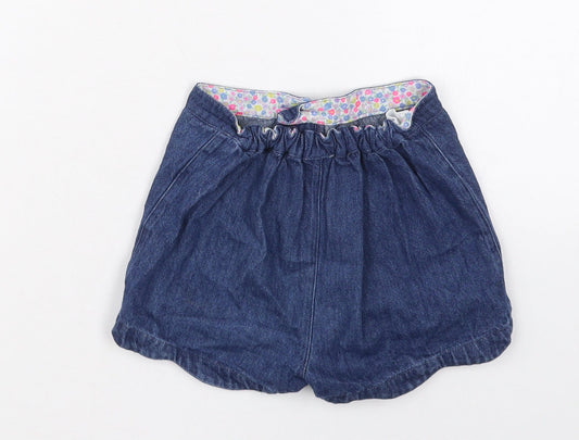 Marks and Spencer Girls Blue Cotton Mom Shorts Size 4-5 Years Regular