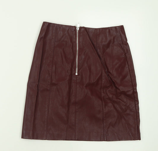 New Look Womens Purple Polyester A-Line Skirt Size 6 Zip