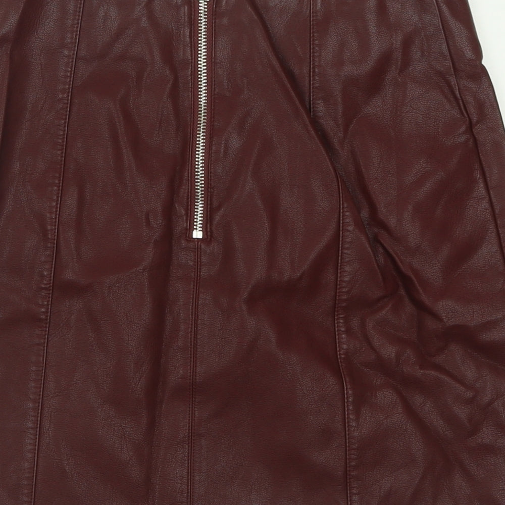 New Look Womens Purple Polyester A-Line Skirt Size 6 Zip