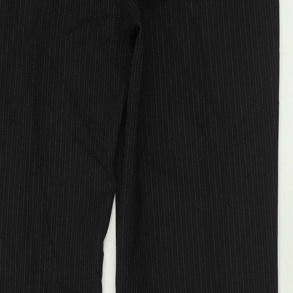 George Womens Black Striped Polyester Trousers Size 14 L32 in Regular Button