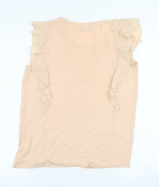 F&F Womens Pink Elastane Jersey Blouse Size 10 Round Neck