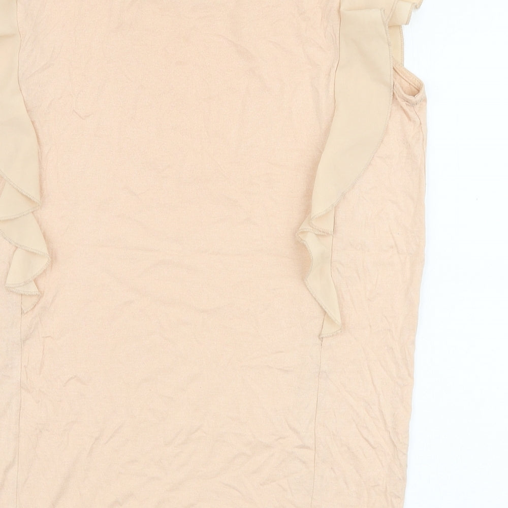 F&F Womens Pink Elastane Jersey Blouse Size 10 Round Neck