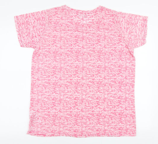 Capsule Womens Pink Camouflage Polyester Jersey T-Shirt Size 14 Round Neck