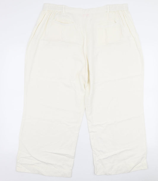 Womens UK Size 20 Casual Comfort Regular Fit White Trousers