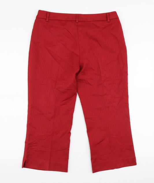 Womens UK Size M Sisley Regular Fit Capri Red Trousers