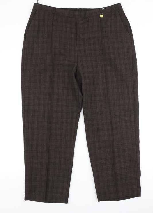 Additional front view of Bonmarché women’s brown polyester trousers, size UK 16, 25-inch leg regular