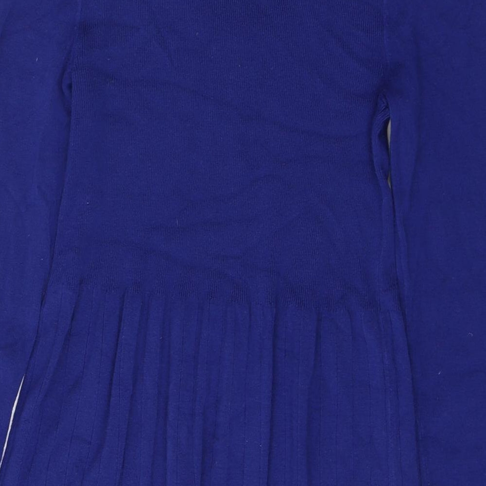 TU Womens Blue Viscose Fit & Flare Size 14 Round Neck Pullover