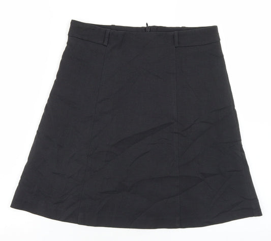 Zero Womens Black Polyester Flare Skirt Size 30 in Zip