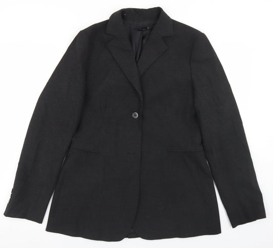 Additional front view of Zara women’s grey polyester jacket blazer, size UK 12