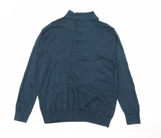 Burton Mens Blue Roll Neck Polyester Pullover Jumper Size XL