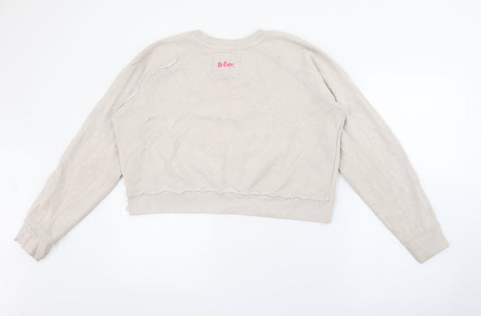 Lee Cooper Womens Ivory Crew Neck Cotton Pullover Jumper Size 14