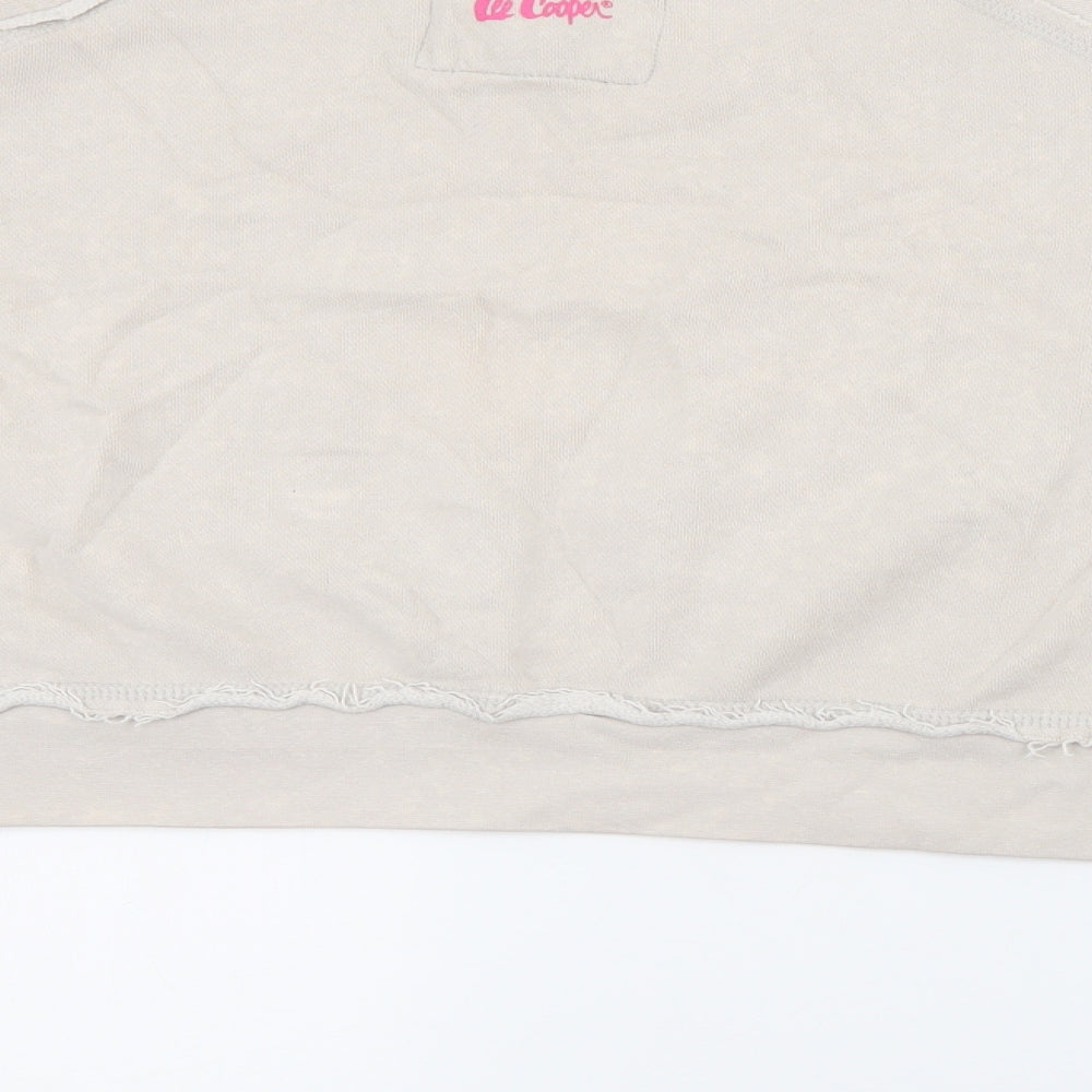 Brand and care label for Lee Cooper women’s ivory crew neck cotton jumper, size UK 14