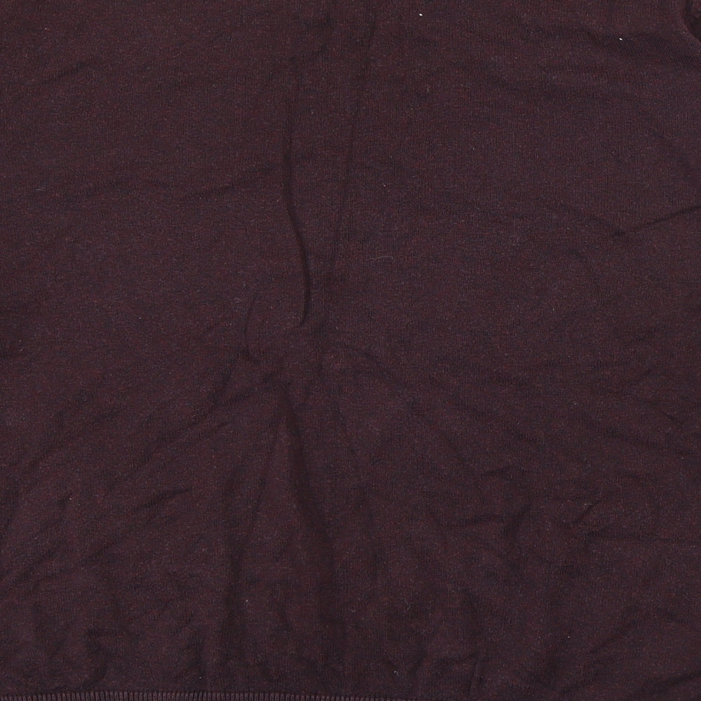 M&Co Mens Red V-Neck Cotton Pullover Jumper Size L