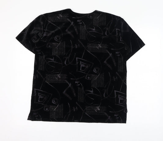 Womens UK Size 16 Citrus Black Basic T-Shirt