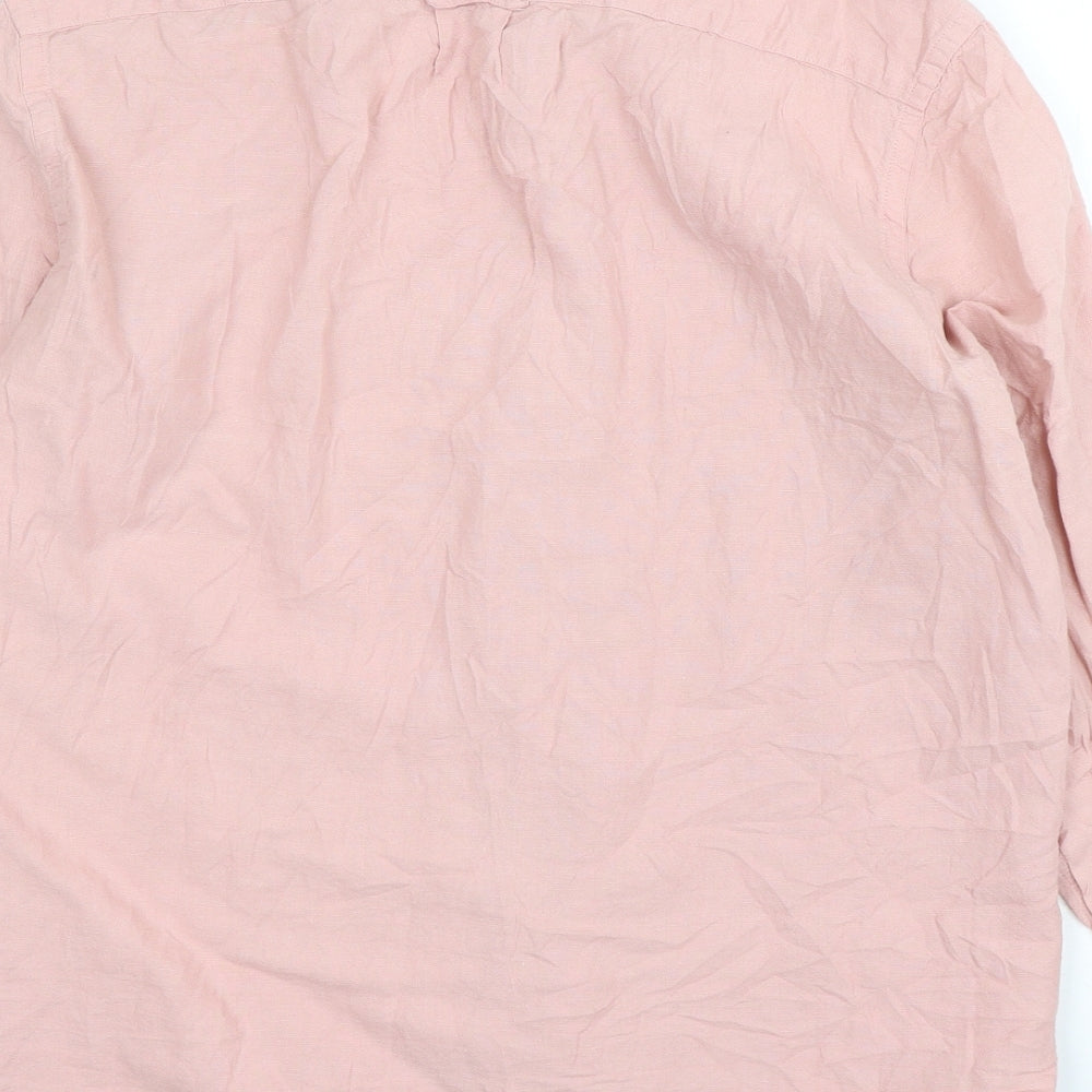 Mens UK Size L H&M Pink Button-Up Long Sleeve Casual Shirt