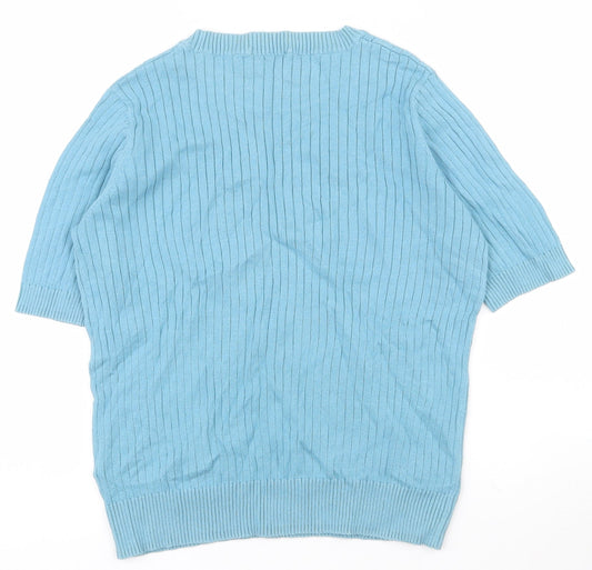 TU Womens Blue Cotton Basic T-Shirt Size 10 Crew Neck