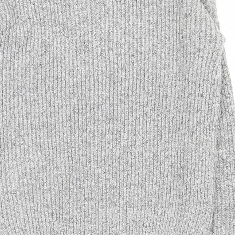Brand and care label for Primark women’s grey round neck acrylic jumper, size UK 10