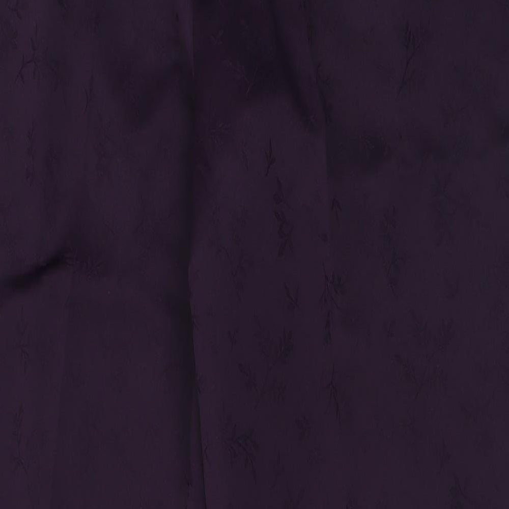 Bonmarché Womens Purple Geometric Polyester Trousers Size 20 L29 in Regular Button